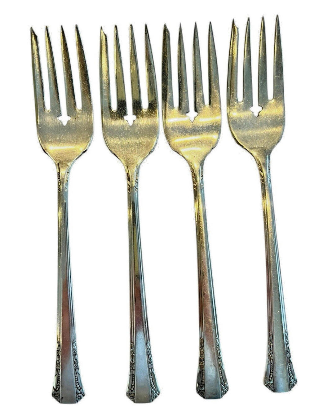 1881 Rogers Del Mar Vintage Silverplate Oneida Silver Salad Forks 4 Pcs 2413.2